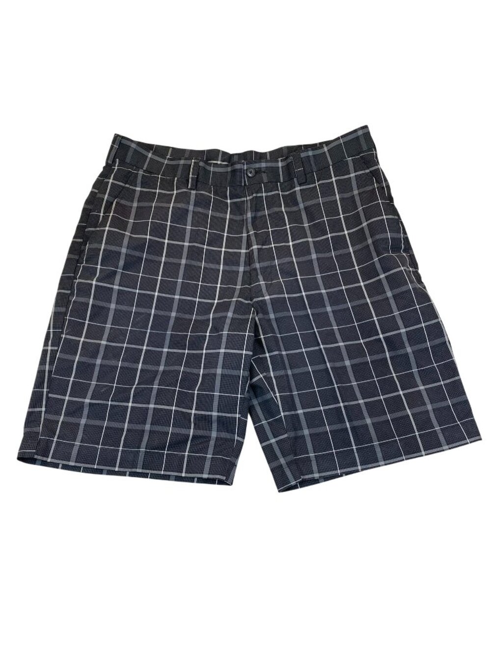 PGA Tour Mens Golf Shorts Size 36 Gray Plaid Cino Casual Flast Front Classic